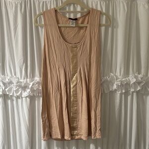 Sleeveless Blush Pink Tank with Center pale pink Sequin Trim